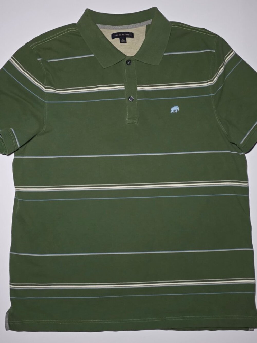 Banana Republic Mens Green Striped Short Sleeve Polo Size XL